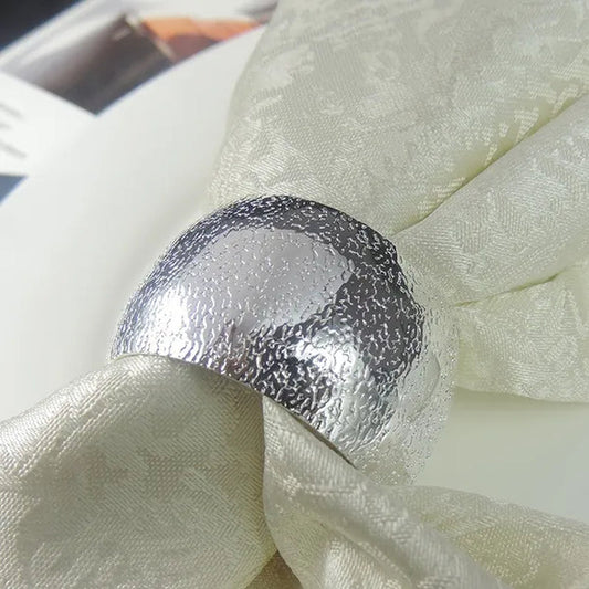 6pcs Silver Gold Wide Face Round Metal Napkin Ring for Wedding Banquet Dinner Table Decor