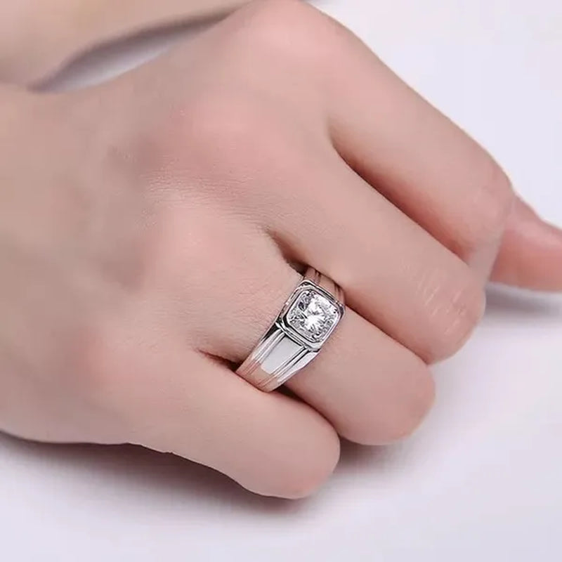 Business Men's Fashion Ring White Zircon Ring Wedding Engagement Party Jewelry Size 7-13