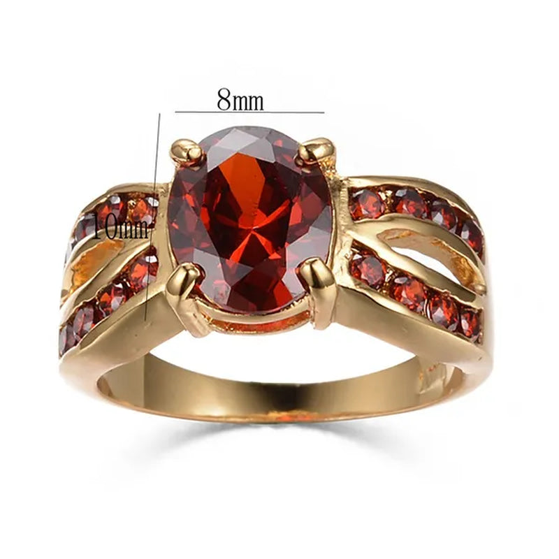 Exquisite Retro 18K Gold Natural Garnet Red Ruby Gemstone Ring Anniversary Gift Romantic Bride Engagement Wedding Party Bands Fine Jewelry