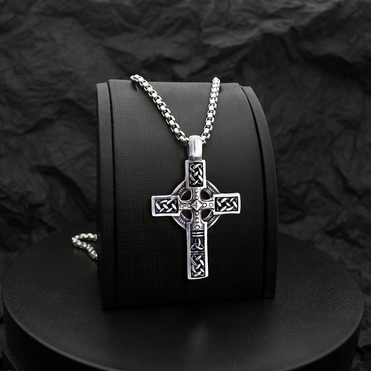 316L Stainless Steel Necklace Jesus Crucifix Cross Necklace for Men Celtic Orthodox Cross Necklace Virgin Mary Pendant Necklace Viking Rune Chain Necklace Religious Christian Jewelry Gifts for Men