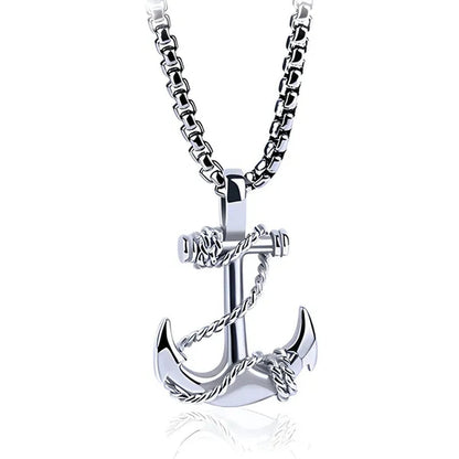 Tone Anchor Pendant Necklace Silver Plated Infinity Jewelry Anchor Men Fashion Design Simple Anchor