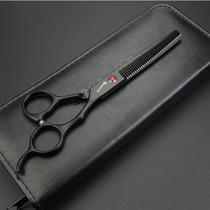 Black 7 "Hair Hair Scissors Ruby Barber Scissors Cutting / thinning Scissors