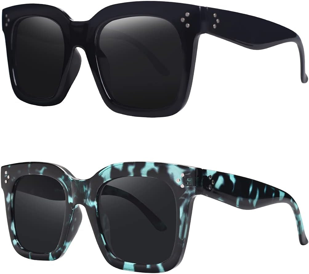 Vintage Women Oversized Sunglasses Designer Luxury Square Sun Glasses UV400 Protection Flat Lens