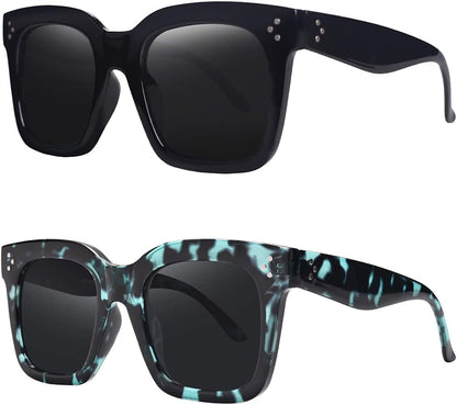 Vintage Women Oversized Sunglasses Designer Luxury Square Sun Glasses UV400 Protection Flat Lens