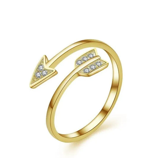 Majesty Diamonds MDS170411 White Zircon Yellow Arrow Cocktail Ring in .925 Sterling Silver - Size Adjustable