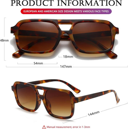 Retro Square Sunglasses for Women Men Trendy Rectangle Aviator Sun Glasses Vintage 70S Shades