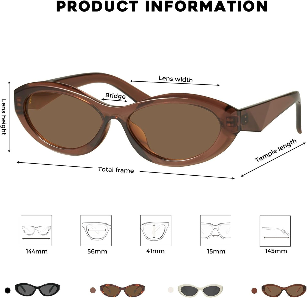 Retro Oval Sunglasses for Women Vintage 90s Cat Eye Narrow Skinny Sunnies MS52372