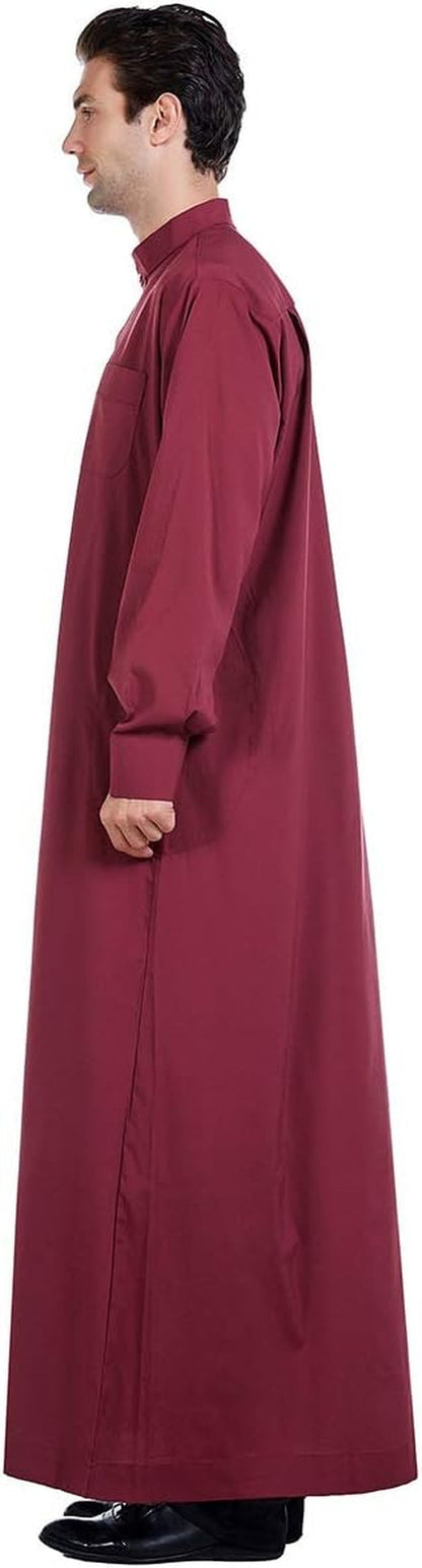 Men'S Muslim Clothes Durable Kaftan Robe Dubai Long Gown Ethnic Clothes,1Pc Soft Robe