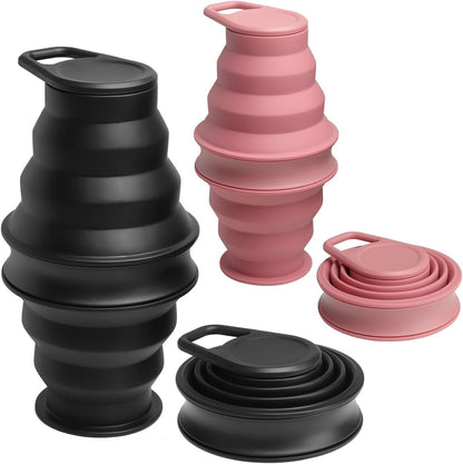 Collapsible Water Bottles BPA Free Leak Proof Foldable Silicone Bottle with Anti-Collapse Ring for Travel Camping Hiking Running Sport