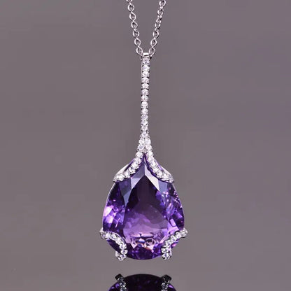 Necklace Crystal Oval Water Drop Charm Pendant Necklace Gift Jewelry Accessories Girls Women