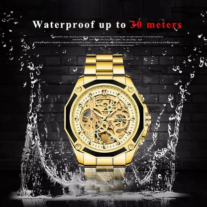Top Forsining Mechanical Watches Automatic Men's Skeleton Waterproof Stainless Steel Watch Relogio Masculino