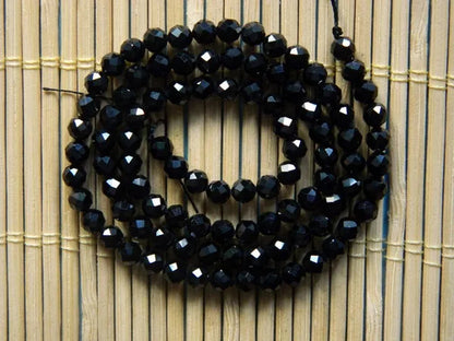 Natural 4mm black spinel faceted round loose beads for jewelry necklace DIY design or gift