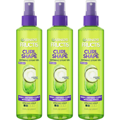 Fructis Style Curl Shape Defining Spray Gel for No Frizz, 8.5 Fl Oz, 3 Count (Packaging May Vary)