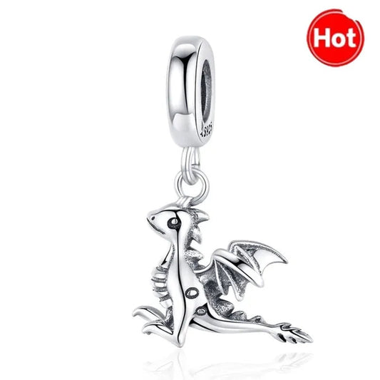 Vintage 925 Sterling Silver Legend Smaug Dragon Pendant Charms Fit Charm Bracelets for Women Halloween Jewelry Gifts