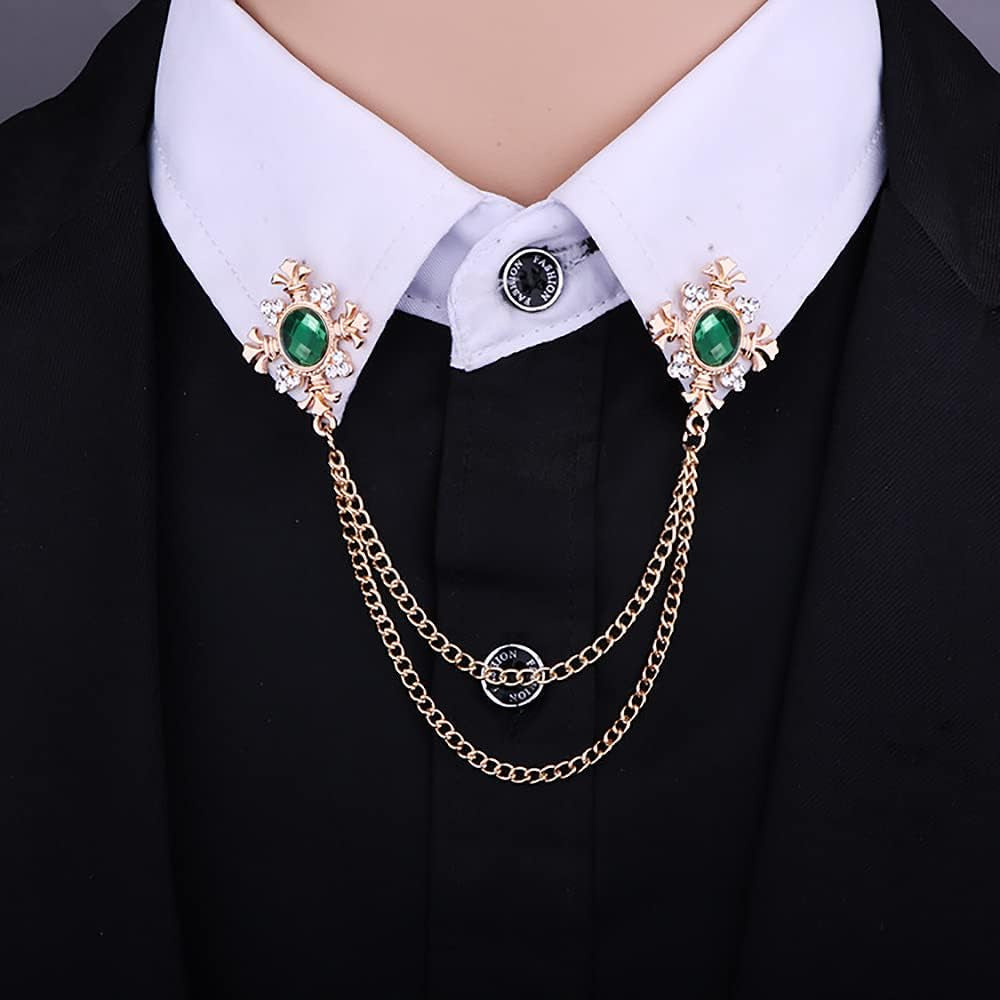 Cross Crystal Tassel Chain Brooch.Gold Silver Tassel Collar Pins Broochs Rhinestone Lapel Pin for Men Women Suit Accessories