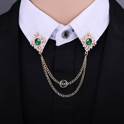 Cross Crystal Tassel Chain Brooch.Gold Silver Tassel Collar Pins Broochs Rhinestone Lapel Pin for Men Women Suit Accessories