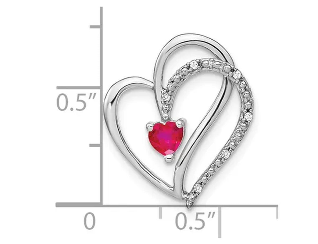 1/4 Carat (ctw) Natural Ruby Heart Pendant Necklace in 14K White Gold with Chain