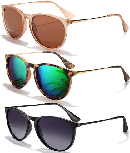 Sunglasses Womens Men Polarized UV Protection Trendy Vintage Retro Round Mirrored Lens Sunglasses For Women