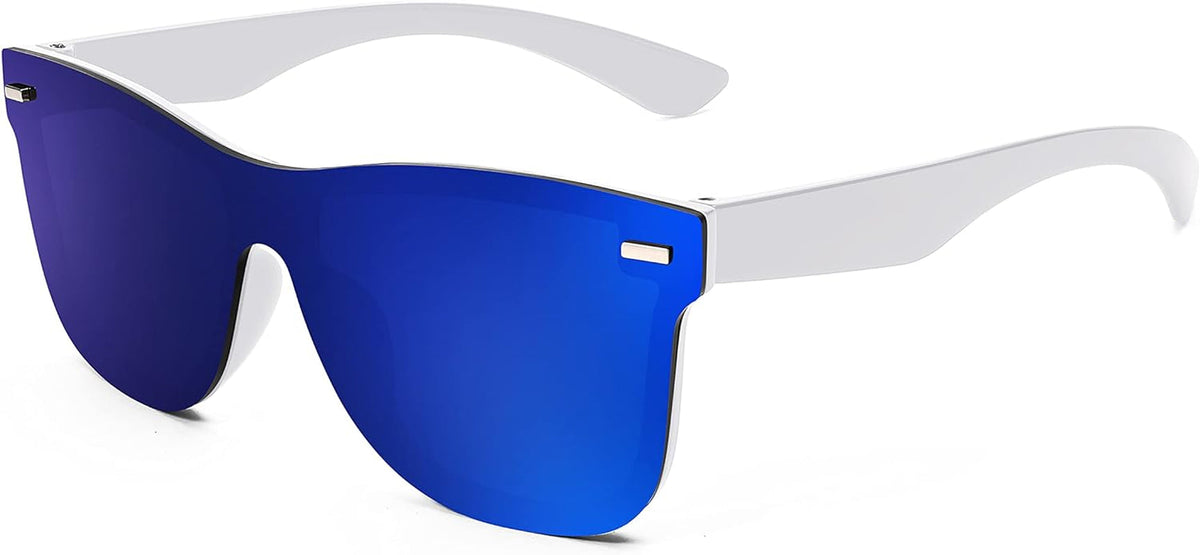 Sunglasses, Rimless Mirrored Sun Glasses with Reflective One-Piece Lens, B4114
