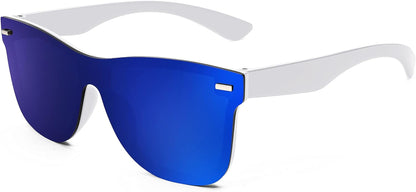 Sunglasses, Rimless Mirrored Sun Glasses with Reflective One-Piece Lens, B4114