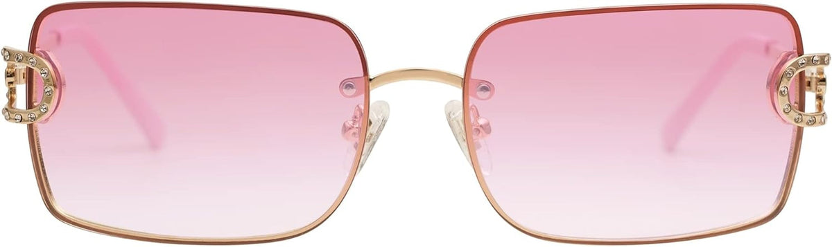 Vintage Rectangle Sunglasses for Women,Trendy Rimless 90S UV400 Womens Y2K Shades SJ1178