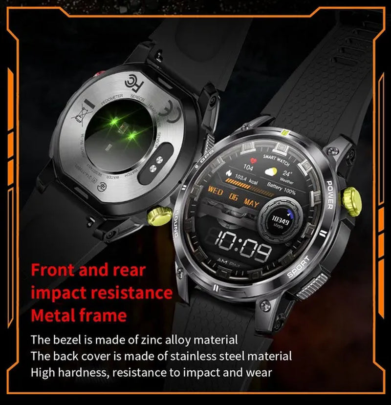 LIGE GPS 100+ Sport Modes Smart Watch Men Compass Military With LED Flashlight Bluetooth Call Sport Tracker IP68 Waterproof Smartwatch For Women Android IOS