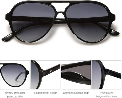 Classic Polarized Aviator Sunglasses for Women Men, Retro Trendy Aviators Shades SJ2201