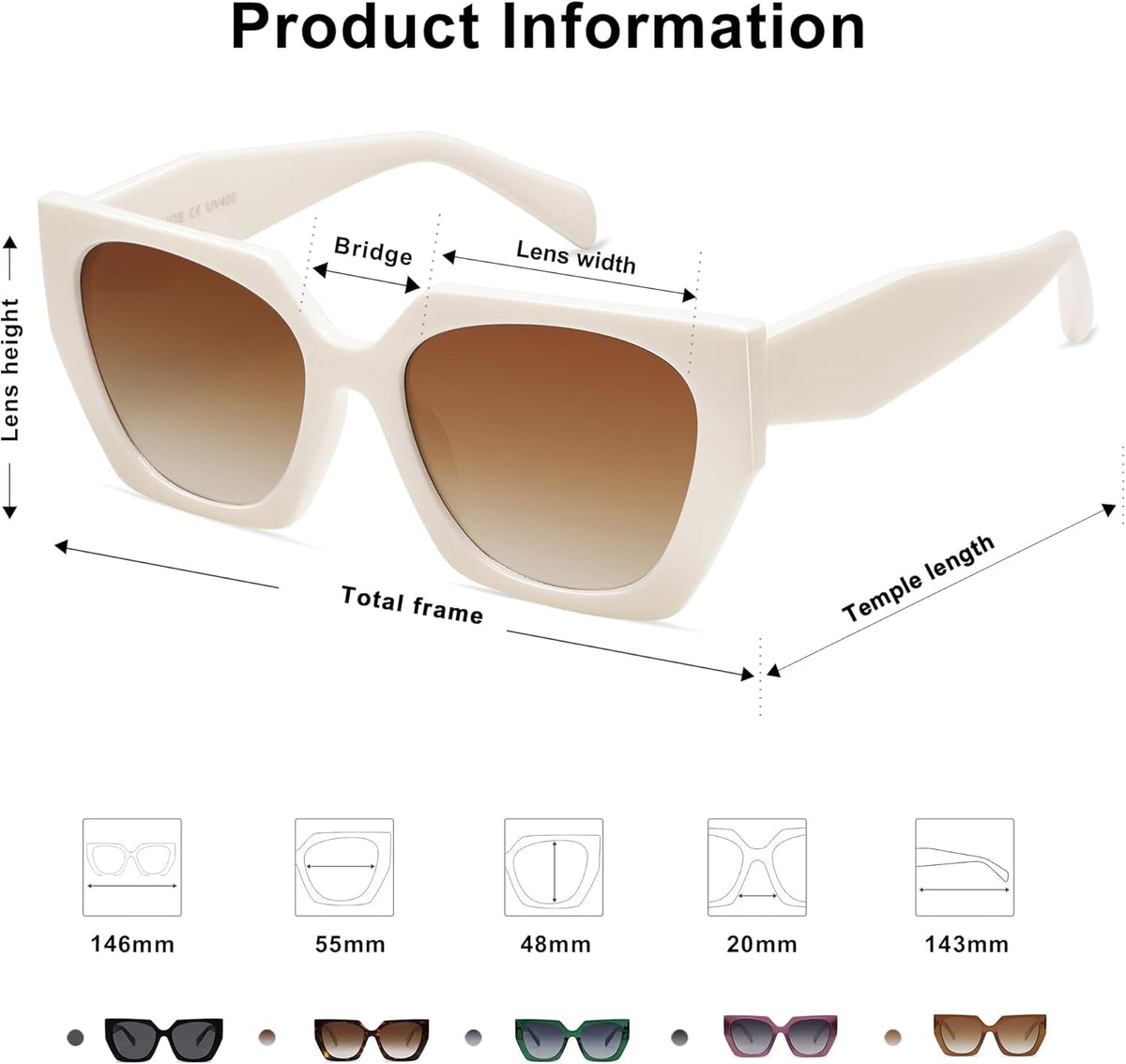 Trendy Oversized Polarized Sunglasses Womens Big Square Cateye Sunnies, Lentes De Sol Para Mujer SJ2205