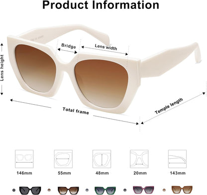 Trendy Oversized Polarized Sunglasses Womens Big Square Cateye Sunnies, Lentes De Sol Para Mujer SJ2205
