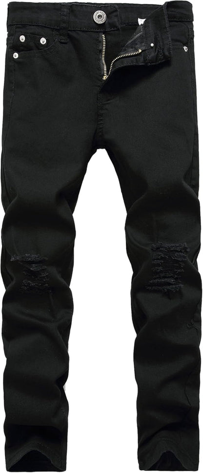 Boy'S Skinny Fit Ripped Destroyed Distressed Stretch Slim Jeans Pants