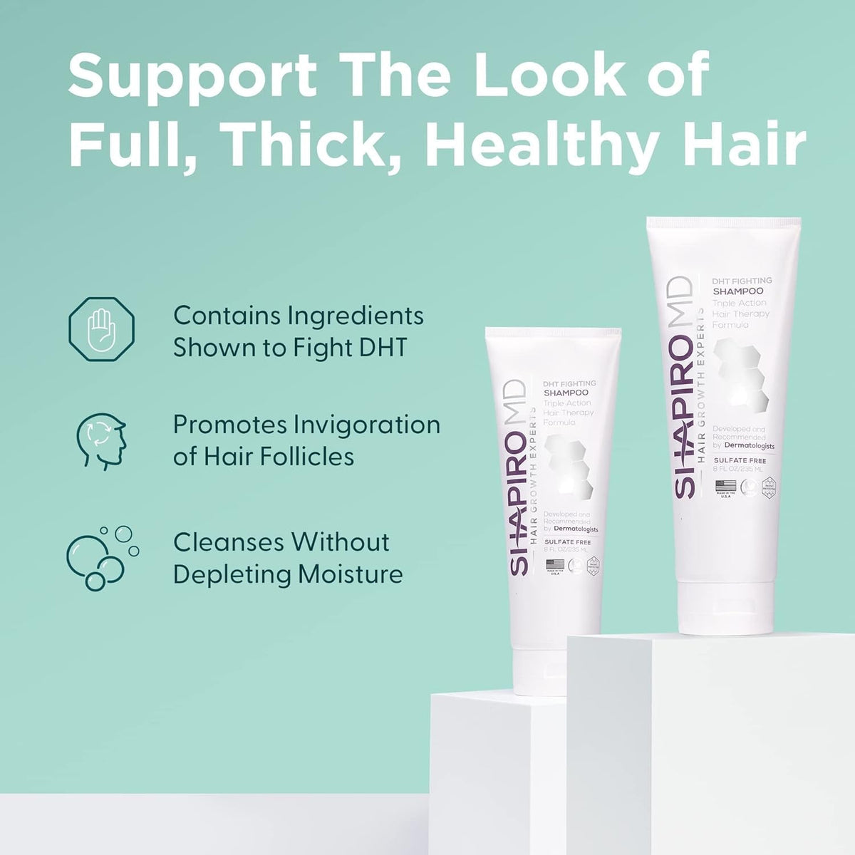 Vegan Hair Loss Shampoo for Thinning Hair | Experience Healthier, Fuller and Thicker Looking Hair (1 Month Supply)
