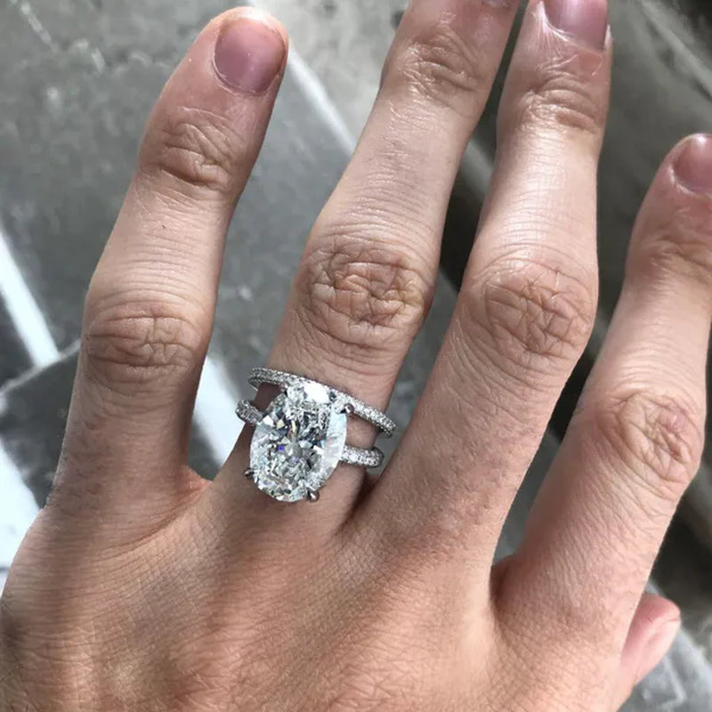 Fashion Style Valentine's Day Gift Ring Exquisite White Zircon Ring Anniversary Gift Engagement Bridal Wedding Jewelry Ring Sets Size 5-11