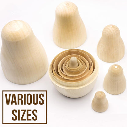Blank Russian Nesting Dolls Lot of 5 Sets by 6 Pcs - Unpainted Russian Nesting Dolls - Unfinished Wood to Paint - Russian Nesting Dolls to Paint