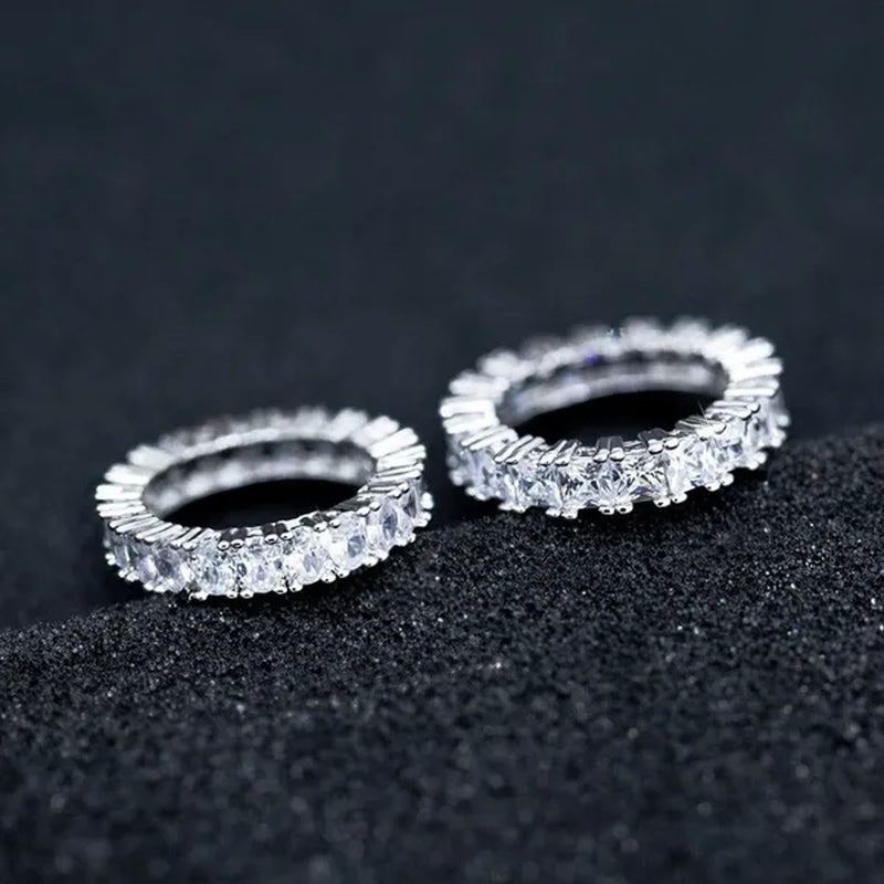 For Beauties! 1PC Pave Setting Square Heart Oval T-Shape Simulated Diamond CZ Eternity Band Engagement Wedding Stone Rings