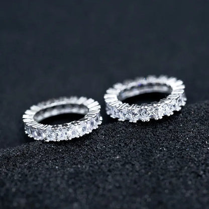 For Beauties! 1PC Pave Setting Square Heart Oval T-Shape Simulated Diamond CZ Eternity Band Engagement Wedding Stone Rings