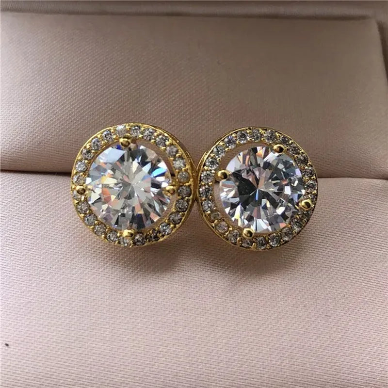 Trendy 1.25 Carat Round Moissanite White Diamond Halo Brilliant Cut Stud Earrings Bridal Wedding Engagement Jewelry Gift