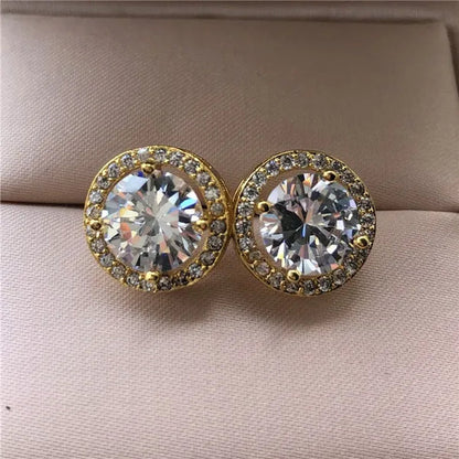 Trendy 1.25 Carat Round Moissanite White Diamond Halo Brilliant Cut Stud Earrings Bridal Wedding Engagement Jewelry Gift
