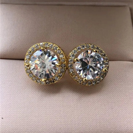 Trendy 1.25 Carat Round Moissanite White Diamond Halo Brilliant Cut Stud Earrings Bridal Wedding Engagement Jewelry Gift