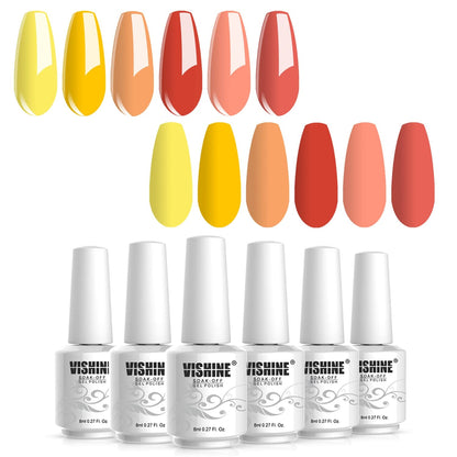 Gel Nail Polish Set - Yellow Peach 6 Colors Nail Art Gift Box Soak Off UV LED Gel Polish Starter Kit 0.27 OZ