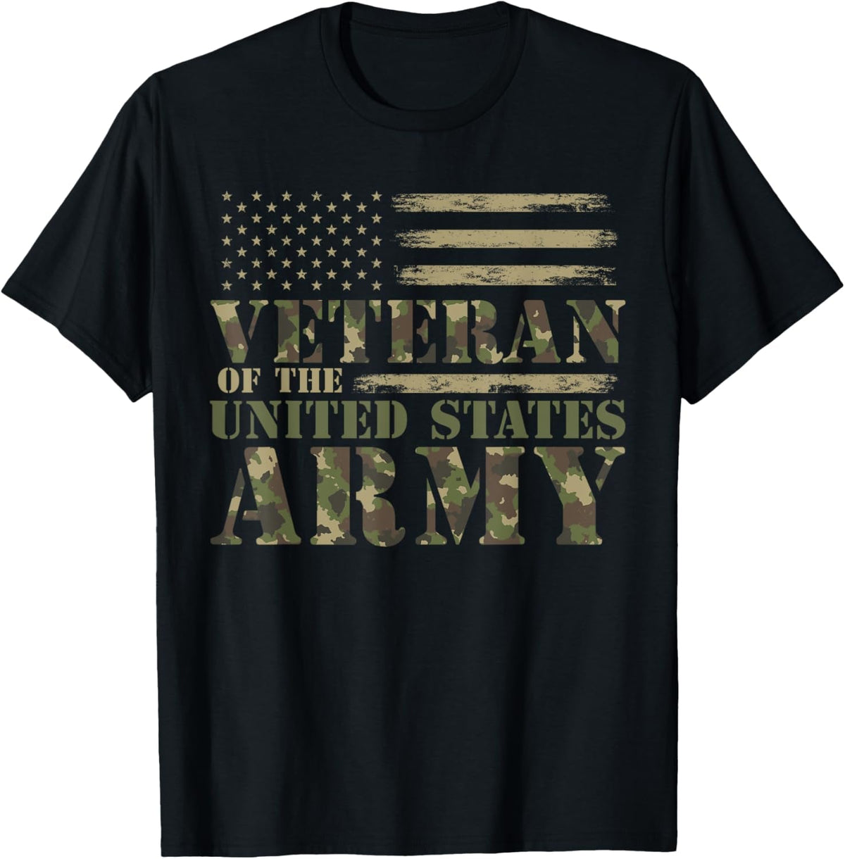 Veteran of the United States Army Camouflage US Flag Veteran T-Shirt