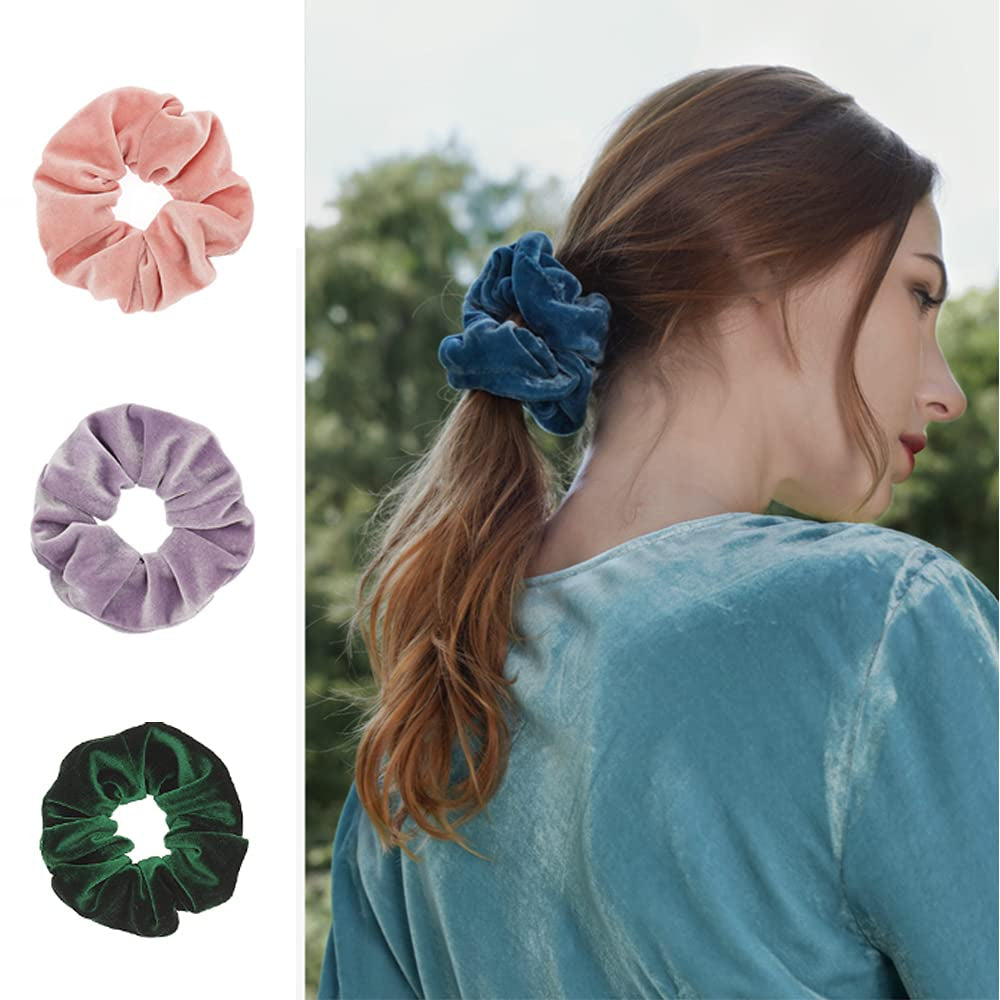 60 Pcs Scrunchies Soft Velvet Scrunchies and Satin Hair Scrunchies for Girls Silk Elastic Hair Ties Scrunchies for Women Hair Accessories with Gift Bag