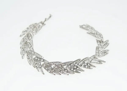 Leaves Shape Silver Plated Clear Crystal Jewelry Sets