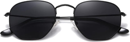 Polarized Hexagon Sunglasses for Women Men Polygon Square Sun Glasses UV400 Protection Metal Frame