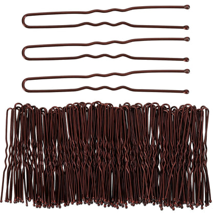 300 Hair Bun Bobby Pins U Shaped Pin Hair Grips to Clip Ballet Hair Net for Women 6 CM/2.3 Inch Brown