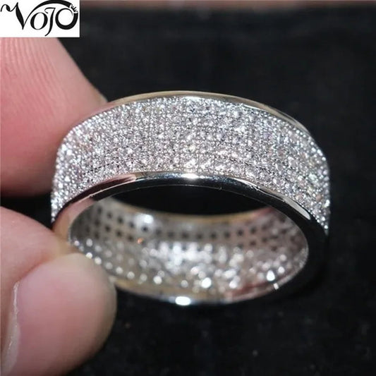 Vojo Hot Sale White Sapphire Diamond Wedding Band Rings Engagement Anniversary Party Jewelry gift