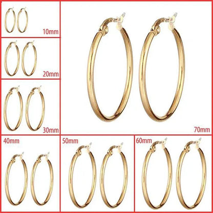 【 Hoop Earrings】 Pendant Women'S Fashion Silver Plated Earrings Stainless Steel Gold Color Jewelry