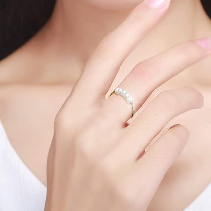 High End Natural Freshwater Pearl Irregular Combination Rings for Women,18K Gold Plated Gold Beads,Pearl Ring