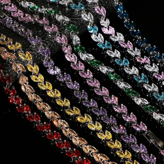Trendy 2019 Cubic Zirconia Jewelry 925 Silver Leaf Charm CZ Crystal Female Bracelets Bangles for Women