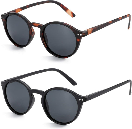 Polarized Sunglasses for Women Men: Retro Shades round | Square Frame UV Protection 2 Pack