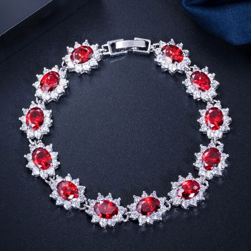CANDICE 2023 New Fashion Women Silver Jewelry With Multicolor Crystal and CZ Bracelets Bangles 18cm